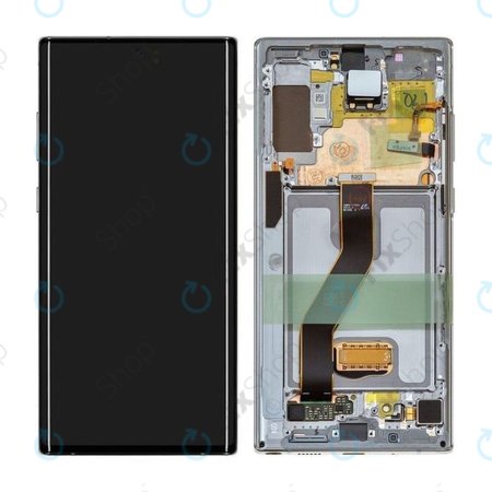 Samsung Galaxy Note 10 Plus - LCD Kijelző + Érintőüveg + Keret (Aura Glow) - GH82-20838C, G82-20900C Genuine Service Pack