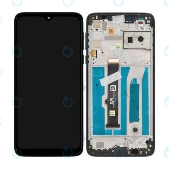 Motorola One Macro - LCD Kijelző + Érintőüveg + Keret (Space Blue) - 5D68C15386 Genuine Service Pack