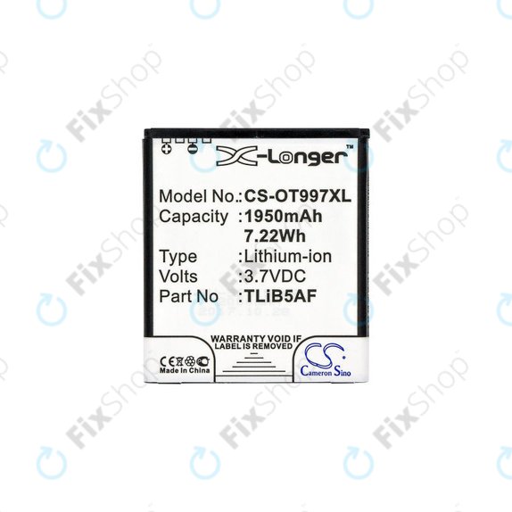 Akkumulátor Alcatel One Touch 997, X Pop, TCL S710, S800, 1950mAh, Li-Ion, 3.7V, TLiB5AF, HQ