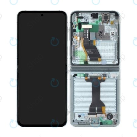 Samsung Galaxy Z Flip 5 F731B - LCD Kijelző + Érintőüveg + Keret (Mint) - GH82-31828D, GH82-31827D Genuine Service Pack