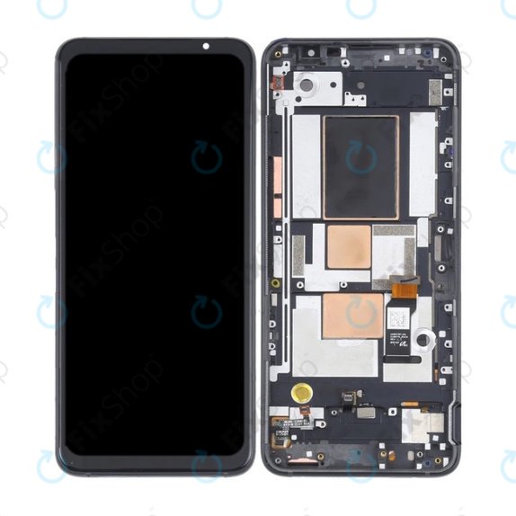 Asus ROG Phone 5 ZS673KS - LCD Kijelző + Érintőüveg + Keret (Phantom Black) OLED