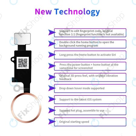 Apple iPhone 7, 7 Plus, 8, 8 Plus, SE (2020), SE (2022) - Kezdőlap Gomb JCID 7 Gen (Gold)