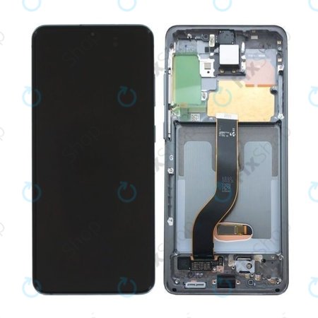 Samsung Galaxy S20 G980F - LCD Kijelző + Érintőüveg + Keret (Cosmic Gray) - GH82-22131A, GH82-22123A, GH82-31433A Genuine Service Pack