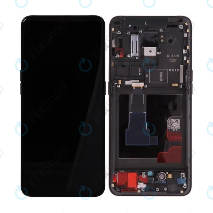 Oppo Reno 2 - LCD Kijelző + Érintőüveg + Keret (Black) - O-4902800 Genuine Service Pack