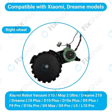 Xiaomi Robot Vacuum X10, Dreame Z10 Pro, L10 Plus, D10 Plus - Kerék Motorral (Jobb) (Fekete)