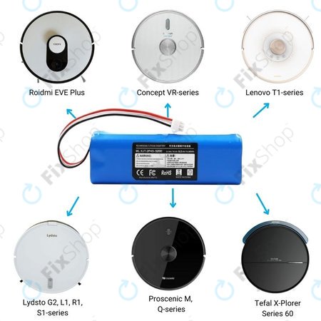 Xiaomi Roidmi EVE Plus, Viomi, Lydsto, Proscenic, Tefal - Akkumulátor XJT-2P4S-5200 Li-Ion 14.4V 5200mAh