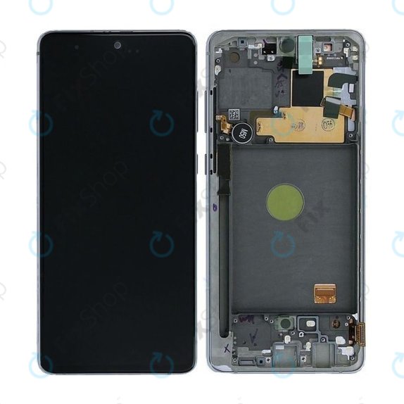 Samsung Galaxy Note 10 Lite N770F - LCD Kijelző + Érintőüveg + Keret (Aura Glow) - GH82-22055B, GH82-22193B, GH82-22194B, GH82-22192B Genuine Service Pack