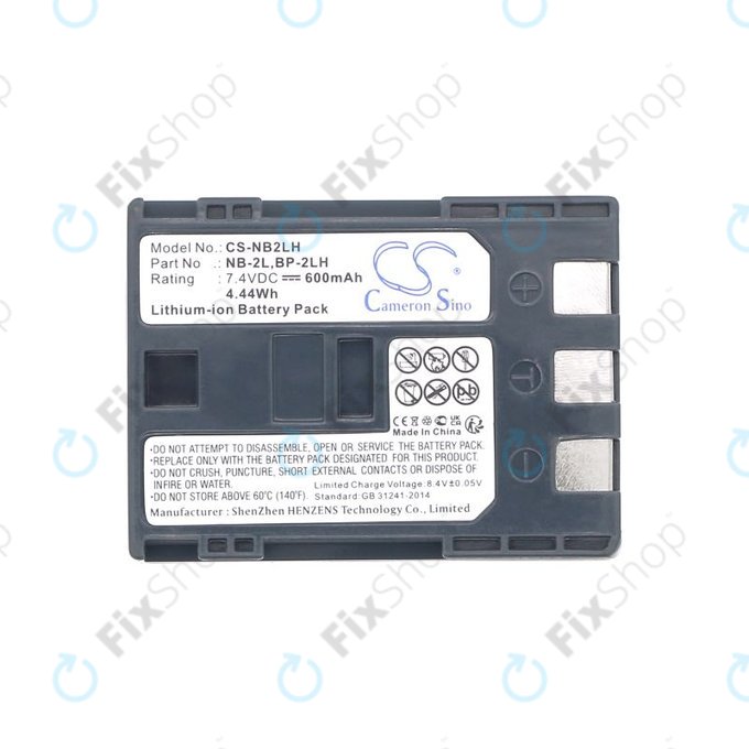 Akkumulátor Canon EOS 350D, 400D, PowerShot S30, S60, S80, 600mAh, Li-Ion, 7.4V, NB-2LH, HQ
