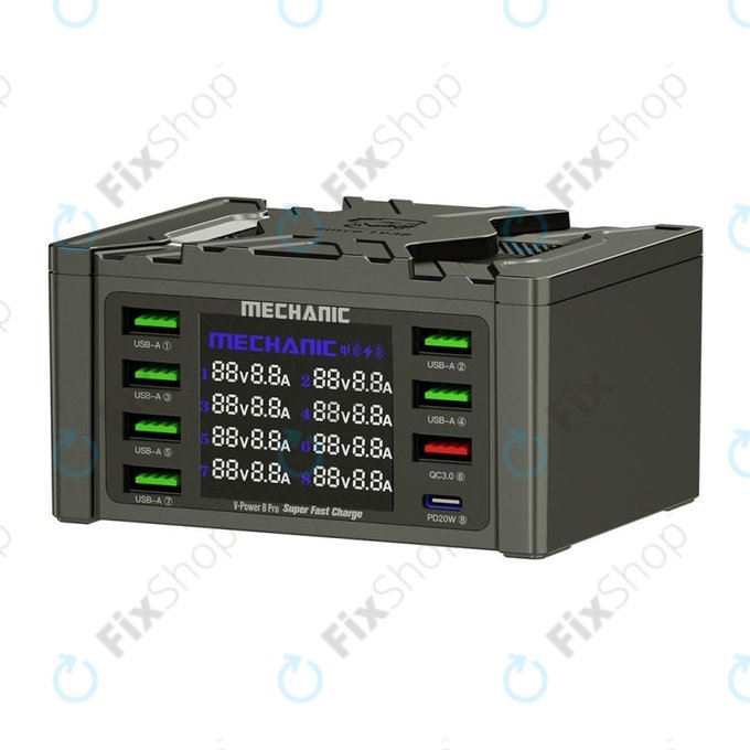 Mechanic V-Power 8 Pro - USB Töltőállomás (6x USB-A, 1x QC 3.0, 1x PD 20W)