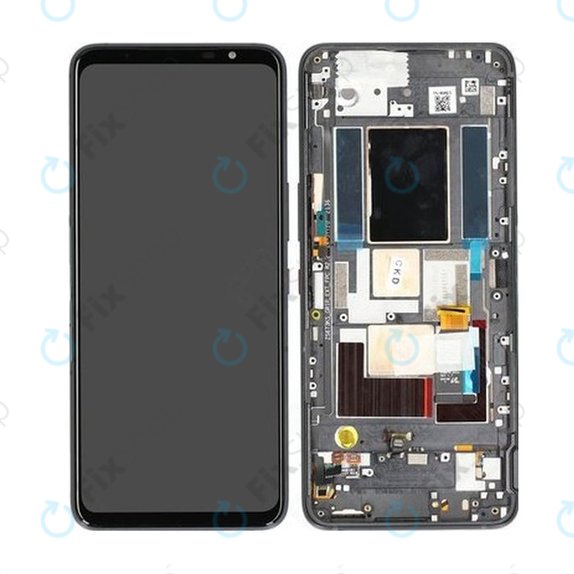 Asus ROG Phone 5s, 5s Pro ZS676KS - LCD Kijelző + Érintőüveg + Keret (Black) - 90AI0091-R20020 Genuine Service Pack