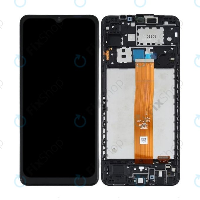 Samsung Galaxy A12 A125F - LCD Kijelző + Érintőüveg + Keret (Black) TFT