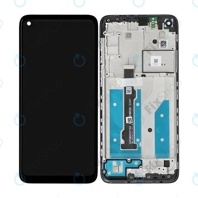 Motorola Moto G8 XT2045 - LCD Kijelző + Érintőüveg + Keret (Black) - 5D68C16383 Genuine Service Pack