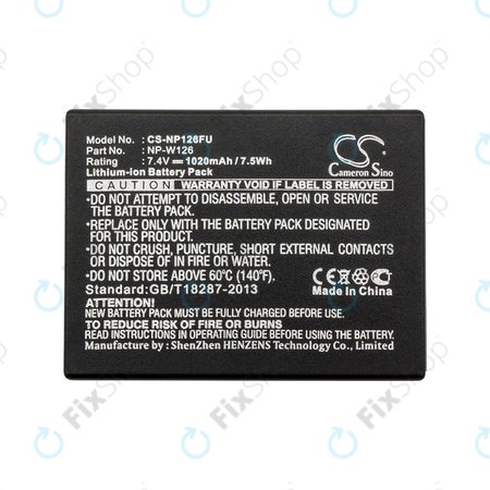 Akkumulátor Fujifilm FinePix, 1020mAh, Li-Ion, 7.4V, NP-W126, NP-W126S, HQ