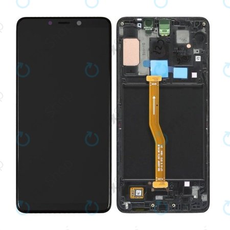 Samsung Galaxy A9 A920F (2018) - LCD Kijelző + Érintőüveg + Keret (Caviar Black) - GH82-18308A, GH82-18322A Genuine Service Pack