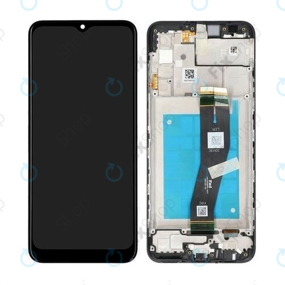 Samsung Galaxy A02s A026F - LCD Kijelző + Érintőüveg + Keret (Black) - GH81-20181A Genuine Service Pack