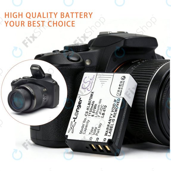 Akkumulátor Kodak PIXPRO S1, AZ651, AZ652, AZ901, 1150mAh, Li-Ion, 7.4V, LB-070, HQ