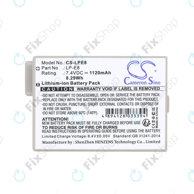 Akkumulátor Canon EOS 550D, 600D, LP-E8, Li-ion, 7.4V, 1120mAh, HQ