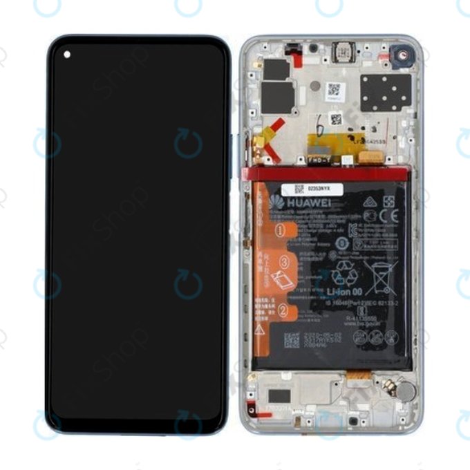 Huawei P40 Lite 5G - LCD Kijelző + Érintőüveg + Keret + Akkumulátor (Space Silver) - 02353SUQ Genuine Service Pack