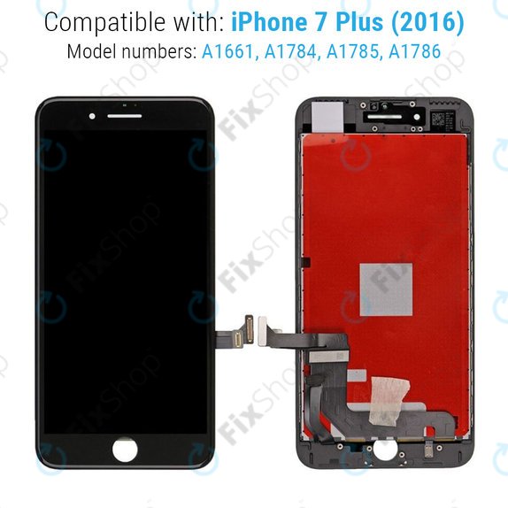 Kijelző iPhone 7 Plus, Black, Érintőüveg kerettel