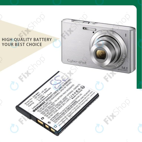 Akkumulátor Sony Cyber-Shot DSC-TX20, TX9, 630mAh, Li-Ion, 3.7V, NP-BN1, HQ
