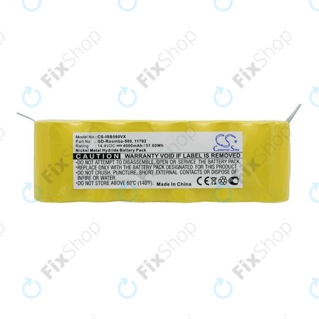 iRobot Roomba 500, 600, 700, 800, 900-series, R3, Scooba 450, Vileda 137173 - Akkumulátor 11702, GD-Roomba-500, VAC-500NMH-33 Ni-MH 14.4V 4000mAh HQ