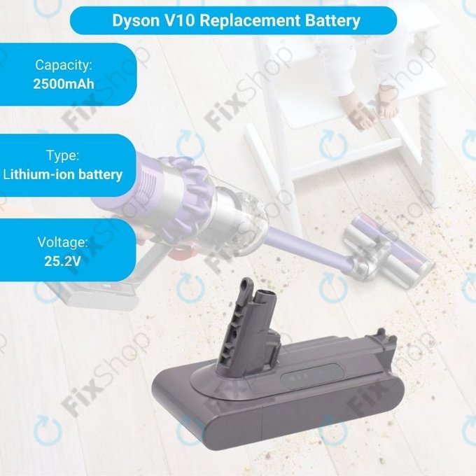 Dyson V10 - Akkumulátor 969352-02, SV12, 206340 Li-Ion 25.2V 2500mAh