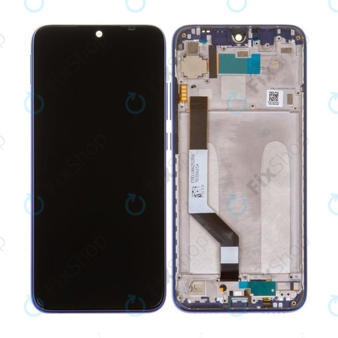 Xiaomi Redmi Note 7 - LCD Kijelző + Érintőüveg + Keret (Neptune Blue) - 5610100140C7, 561010020033, 561010034033 Genuine Service Pack