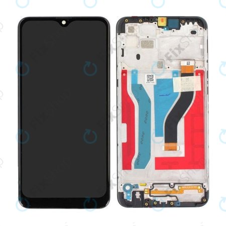 Samsung Galaxy A10s A107F - LCD Kijelző + Érintőüveg + Keret (Black) - GH81-17482A, GH81-20306A Genuine Service Pack