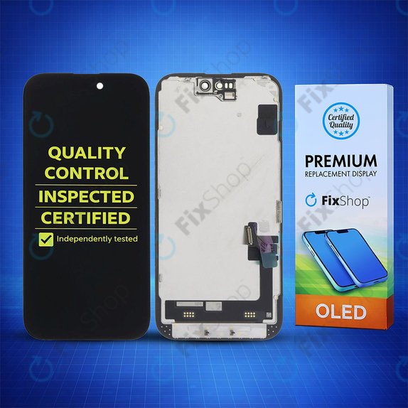 Kijelző Soft OLED iPhone 15, Érintőüveg kerettel, FixPremium