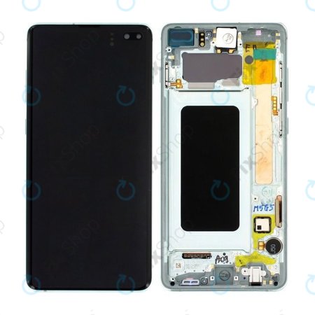 Samsung Galaxy S10 Plus G975F - LCD Kijelző + Érintőüveg + Keret (Prism Green) - GH82-18849E, GH82-18834E, GH82-18857E Genuine Service Pack