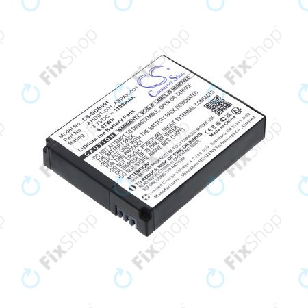 Akkumulátor GoPro HD Hero, Hero2, 1100mAh, Li-Ion, 3.7V, AHDBT-001, HQ