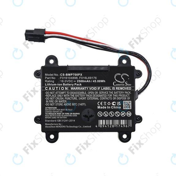 Akkumulátor Bosch Indego 350, 400, M 700, Indego S+ 350, 2500mAh, Li-Ion, 18V, F016104898, HQ