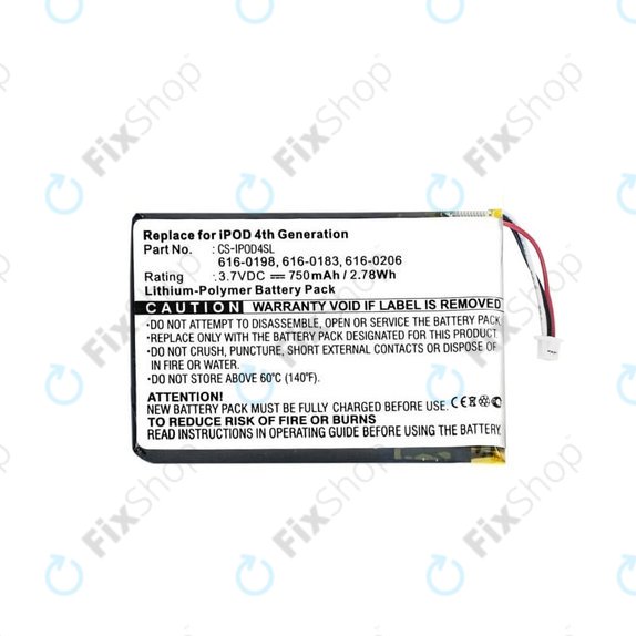 Apple iPod (4th Gen) - Akkumulátor 616-0183 750mAh HQ