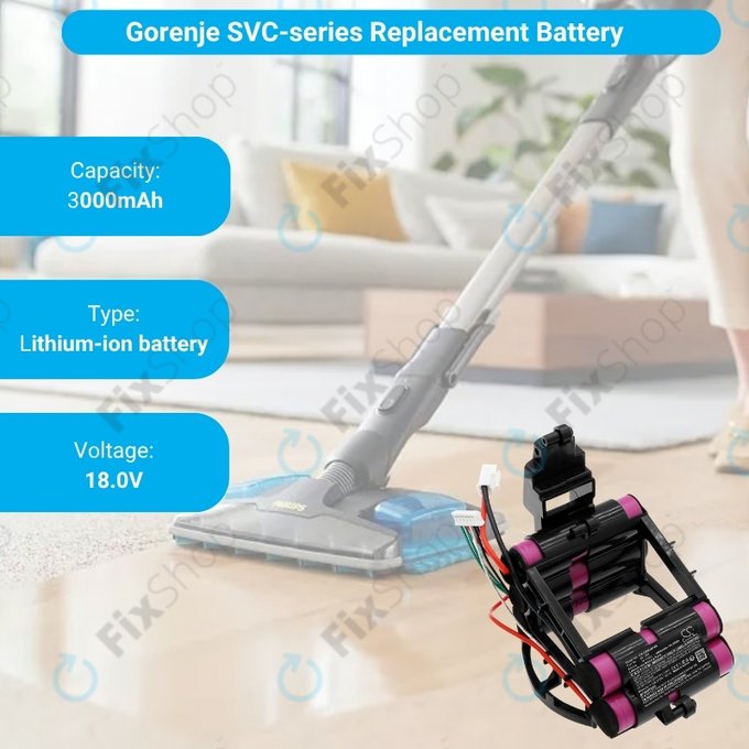 Gorenje SVC-series - Akkumulátor 861789 Li-Ion 18.0V 3000mAh HQ