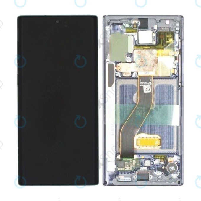 Samsung Galaxy Note 10 - LCD Kijelző + Érintőüveg + Keret (Aura Glow) - GH82-20817C, GH82-20818C Genuine Service Pack