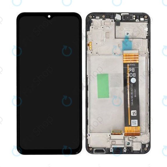 Samsung Galaxy A23 5G A236B - LCD Kijelző + Érintőüveg + Keret (Black) - GH82-29734A, GH82-29735A Genuine Service Pack