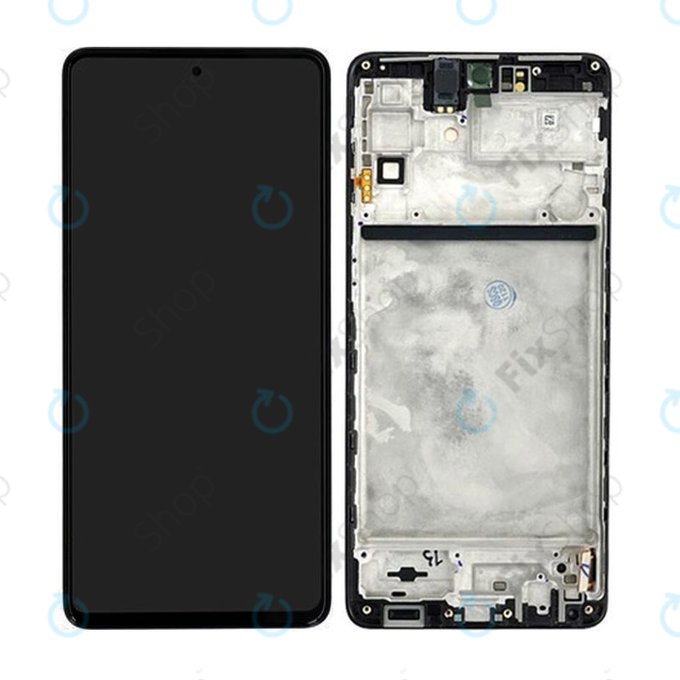Samsung Galaxy M53 5G M536B - LCD Kijelző + Érintőüveg + Keret (Black) - GH82-28812A, GH82-28895A Genuine Service Pack