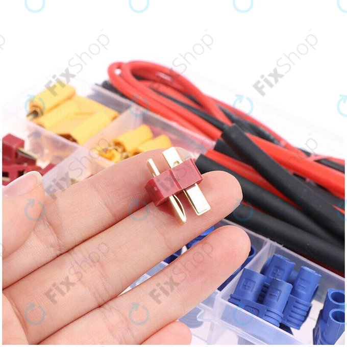 Amass - Akkumulátor csatlakozó készlet (T-csatlakozó, EC3, XT60, szilikon vezeték és hőzsugorító)