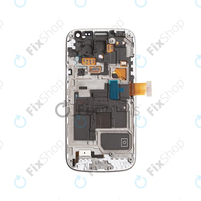 Samsung Galaxy S4 Mini i9195 - LCD Kijelző + Érintőüveg + Keret (White Frost) - GH97-14766B Genuine Service Pack