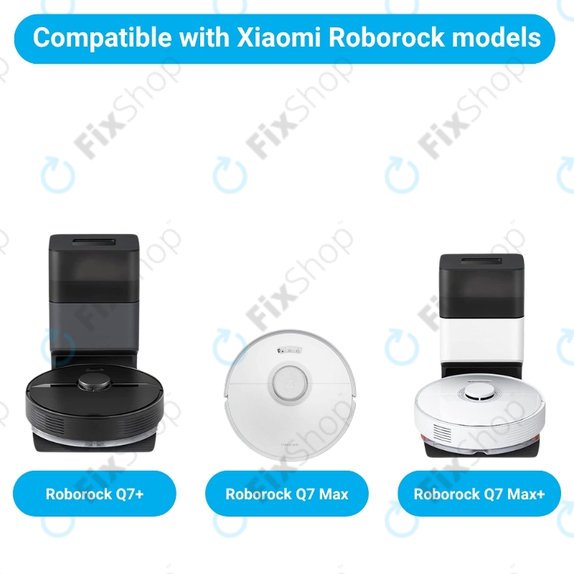 Pótalkatrész készlet Xiaomi Roborock Q7+, Q7 Max, Q7 Max+ (1x Főkefe, 2x Szűrő, 2x Oldalkefe – fehér)