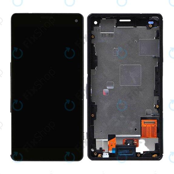 Sony Xperia Z3 Compact D5803 - LCD Kijelző + Érintőüveg + Keret (Black) TFT