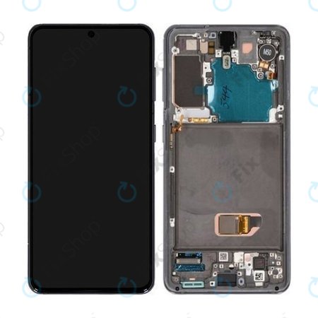 Samsung Galaxy S21 G991B - LCD Kijelző + Érintőüveg + Keret (Phantom Gray) - GH82-24544A, GH82-24545A, GH82-27255A Genuine Service Pack