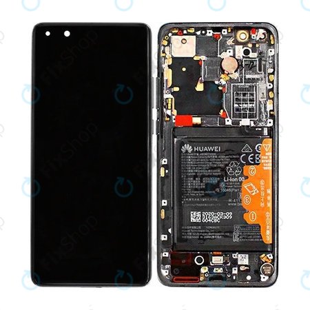Huawei P40 Pro Plus - LCD Kijelző + Érintőüveg + Keret + Akkumulátor + Ujjlenyomat Érzékelő (Ceramic Black) - 02353RVJ Genuine Service Pack