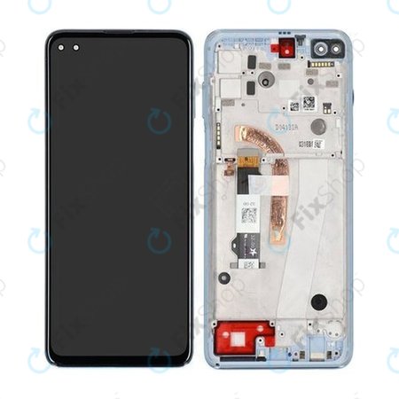 Motorola Moto G100 XT2125 - LCD Kijelző + Érintőüveg + Keret (Iridescent Sky) - 5D68C18073 Genuine Service Pack