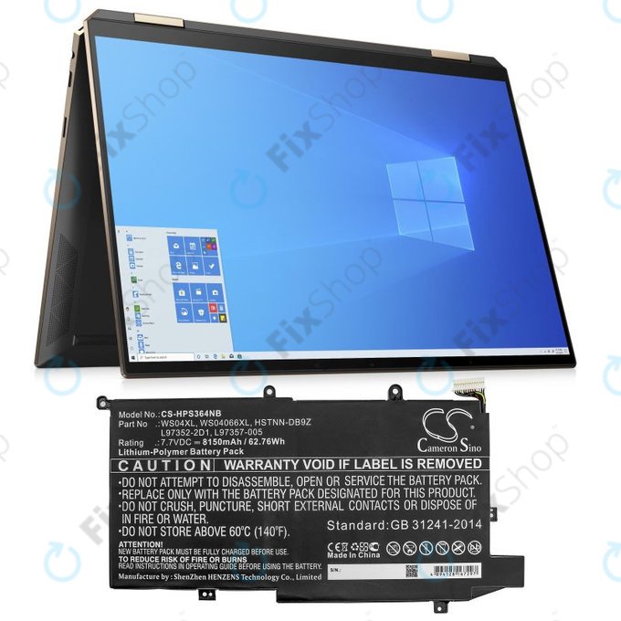 Akkumulátor HP Spectre X360 14-EA0002NI, X360 14-EA0002NX, 8150mAh, Li-Pol, 7.7V, WS04XL, HQ