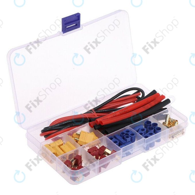 Amass - Akkumulátor csatlakozó készlet (T-csatlakozó, EC3, XT60, szilikon vezeték és hőzsugorító)