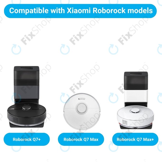 Pótalkatrész készlet Xiaomi Roborock Q7+, Q7 Max, Q7 Max+ (1x Főkefe, 2x Szűrő, 2x Oldalkefe – fehér)