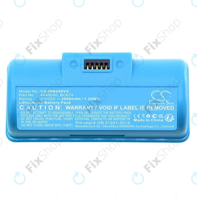 iRobot Braava Jet 240, 241, 244, 245, Mopping Robot - Akkumulátor 4446040, BC674 Li-Ion 3.6V 2000mAh HQ