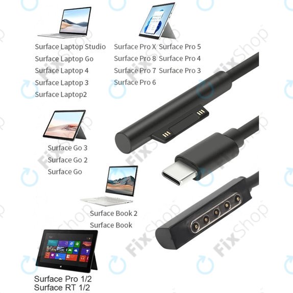 BY-006S - Multifunkciós Tápkábel Microsoft Surface Book, Go, Laptop, Pro, RT Eszközökhöz