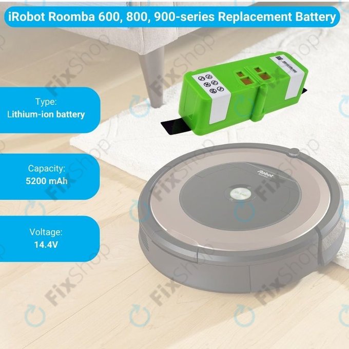 iRobot Roomba 600, 800, 900-series - Akkumulátor 4502233, 4374392, 2130LI Li-Ion 14.4V 5200mAh HQ